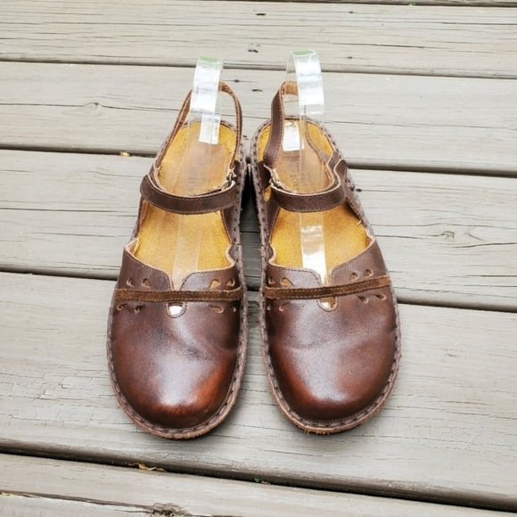 Naot Gardenia Brown Leather Cork Sole Mary Jane Slingback Strap Boho Flats 41 - Picture 6 of 9